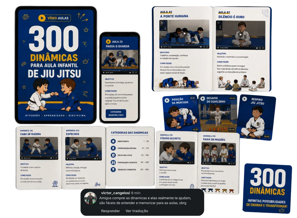 Aplicativo com vídeos de dinâmicas de jiu jitsu infantil